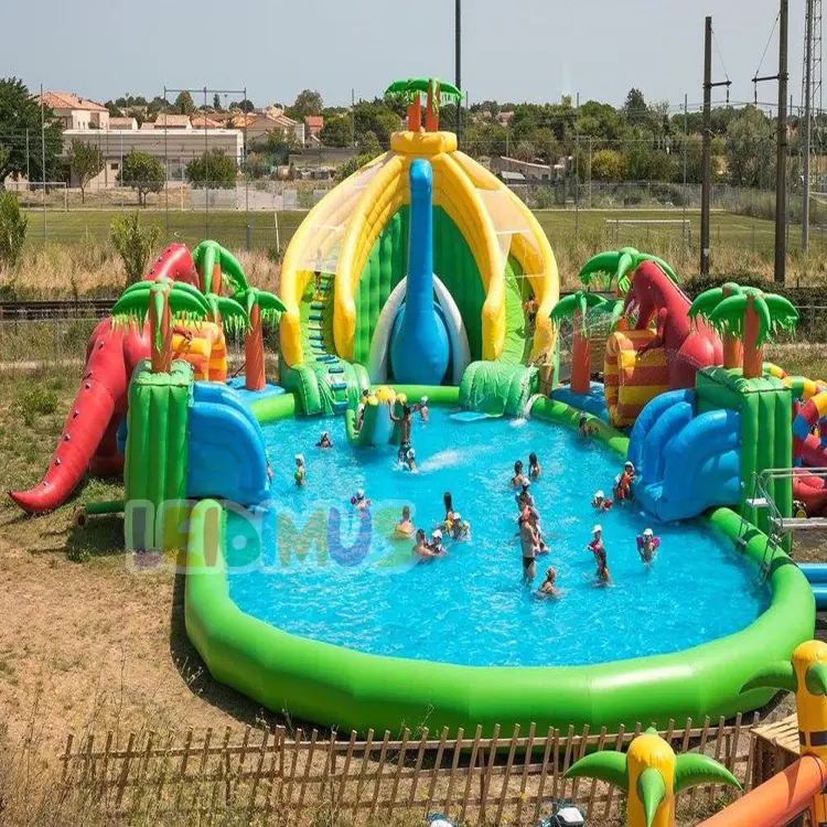 Perosotan air tiup dengan kolam renang, perosotan taman air tiup untuk anak dan dewasa