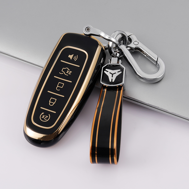 Type-J 5 button cover+TPU keychain-Black