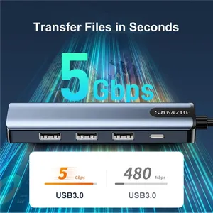 SAMZHE Typ-C HUB RJ45-Adapter HDMI 4K Typ C HUB Hoch geschwindigkeit für Computer mit mehreren Geräten Laptop Desktop PC Adapter USB HUB - Product Image 2