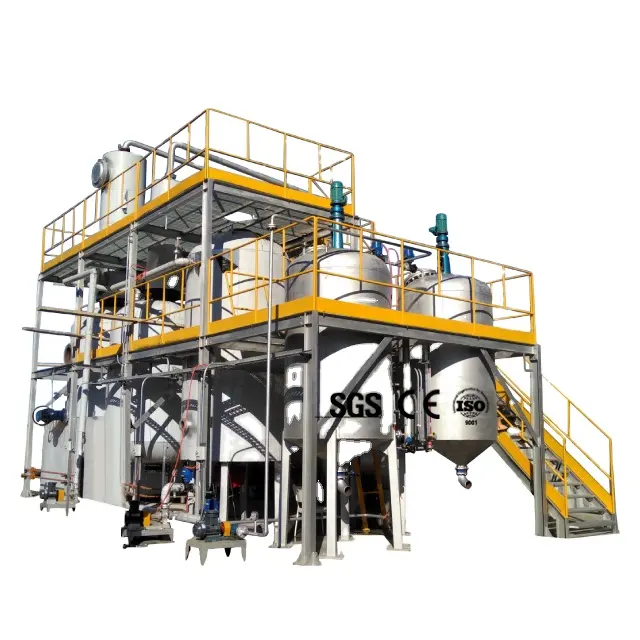 Industrial pequeño de residuos de neumáticos de goma de pirolisis de plástico reciclado para combustible diesel aceite de la planta de destilación