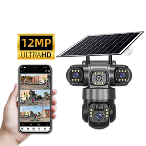Fabrika toptan 12MP güneş 3 Lens Outdoor Pro açık PTZ güvenlik kamera su geçirmez iki yönlü interkom gece görüş monitör kam - Product Image 1