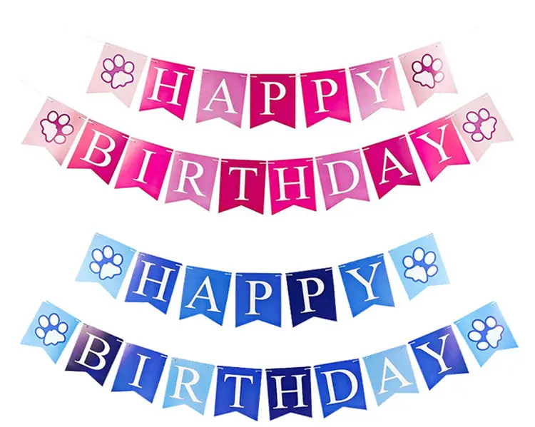 Banner fai da te Happy Birthday Paper Hanging Party Flags ghirlanda dog pet banner decorazioni