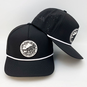 Custom 5-<strong>Panel</strong> Men's PVC <strong>Patch</strong> Snapback Waterproof Polyester Golf Running Sports Baseball Cap Dot Pattern Laser Cut Rope Closure - Product Image 1