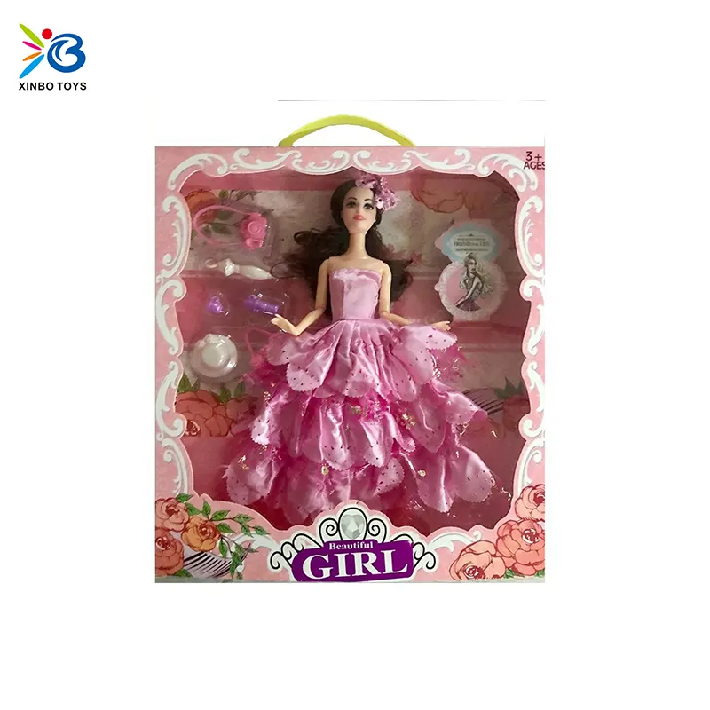 ठोस गुड़िया शादी की पोशाक के साथ 11.5 इंच 9 जोड़ों बड़ा ड्रेस लड़कियों गुड़िया नई फैशन ड्रेसिंग गुड़िया बच्चों के लिए