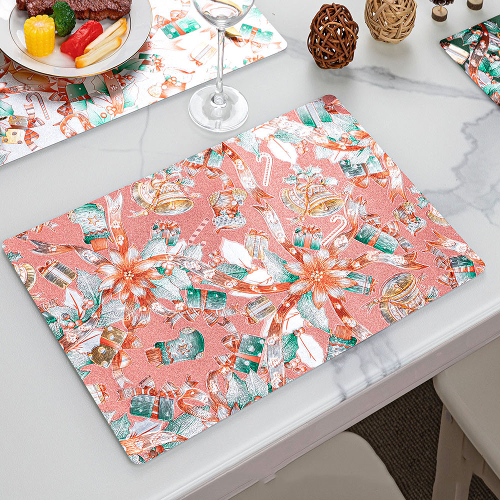 IUIU 45*30cm 6 pcs Set PVC American European Western Stylish Christmas Xmas Dining Placemats for Table
