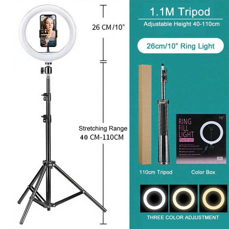 Trépied 1,1M + anneau lumineux 10"