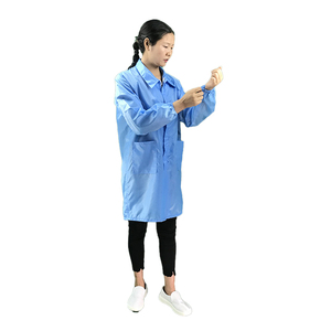 Unisex 5Mm Sọc Polyester <span class=keywords><strong>ESD</strong></span> Smock Chống Tĩnh Điện Phòng Sạch Phòng Thí Nghiệm Áo Làm Việc May Mặc Chống Tĩnh Quần Áo - Product Image 3