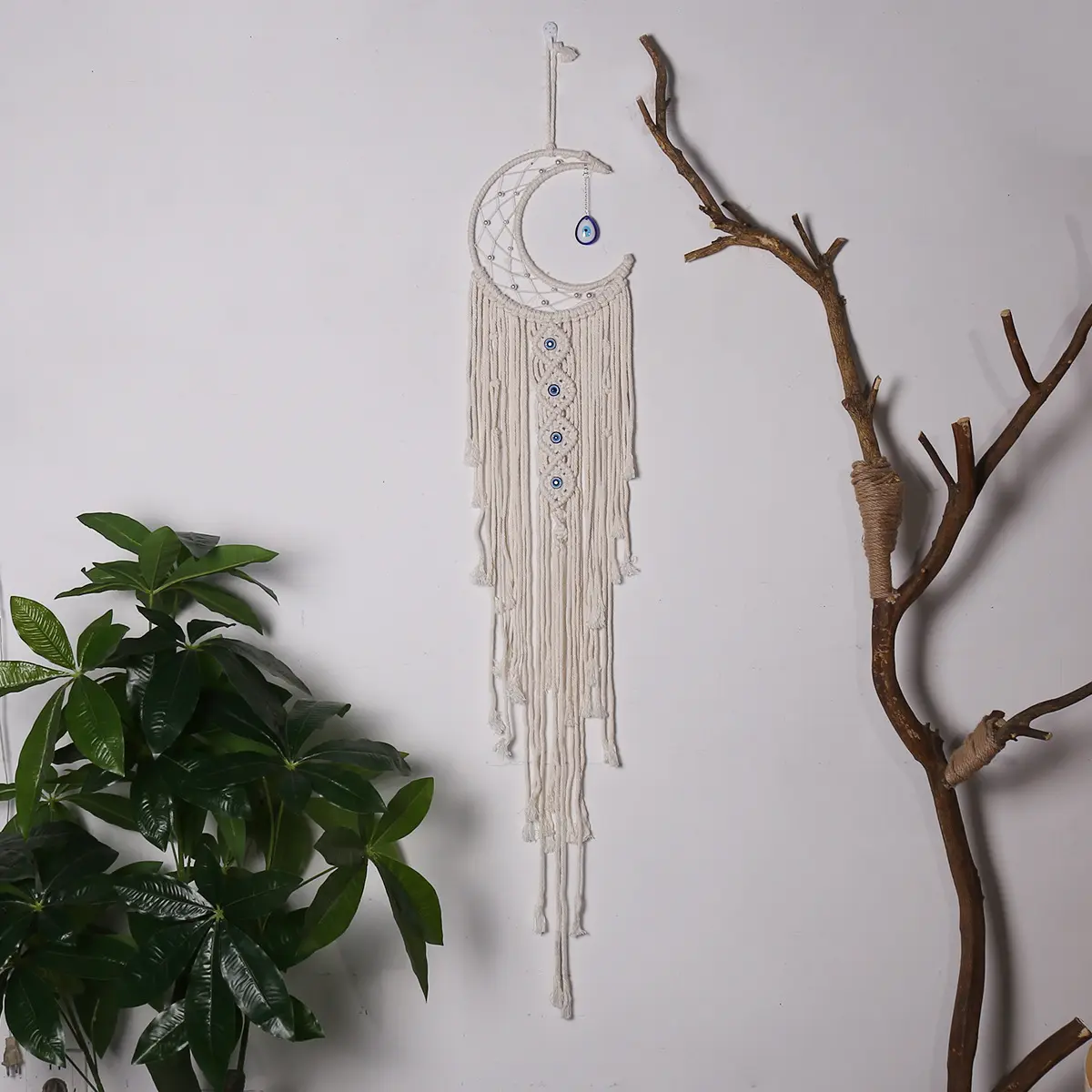 Bohemian Home Decor Macramé Wall Hanging Tapeçaria Moon Dream Catchers Tecido Evil Eye Wall Hanging Decor para Decoração do Quarto