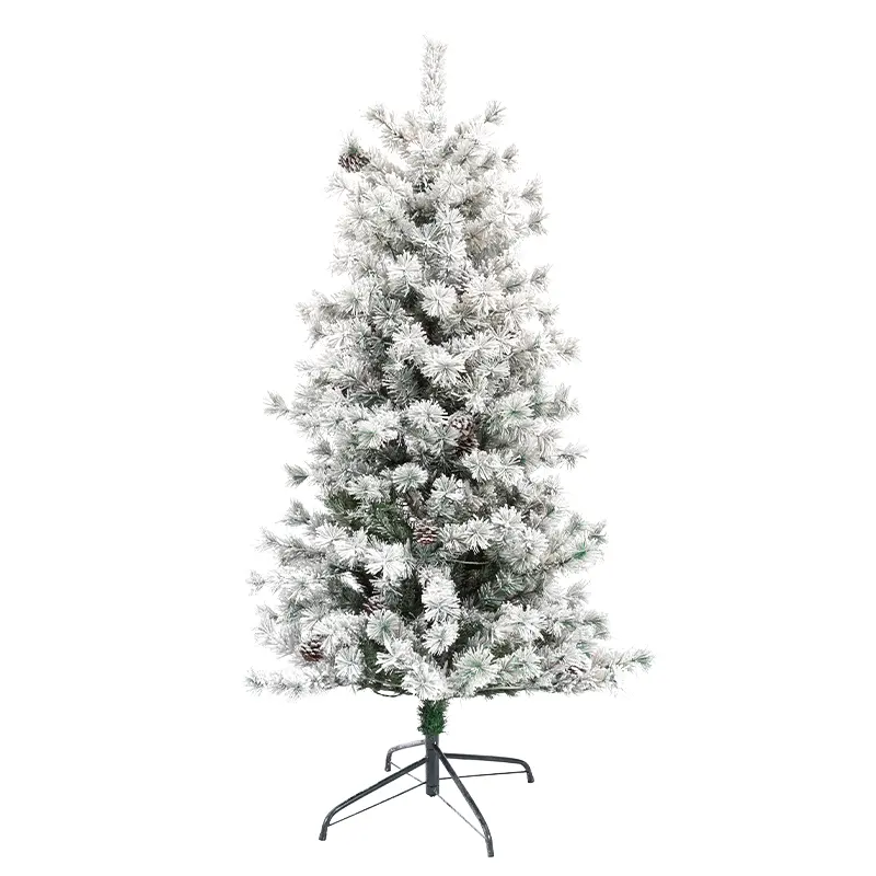 2024 4ft-9ft su misura materiale PE stile neve pino albero di natale con supporto in metallo