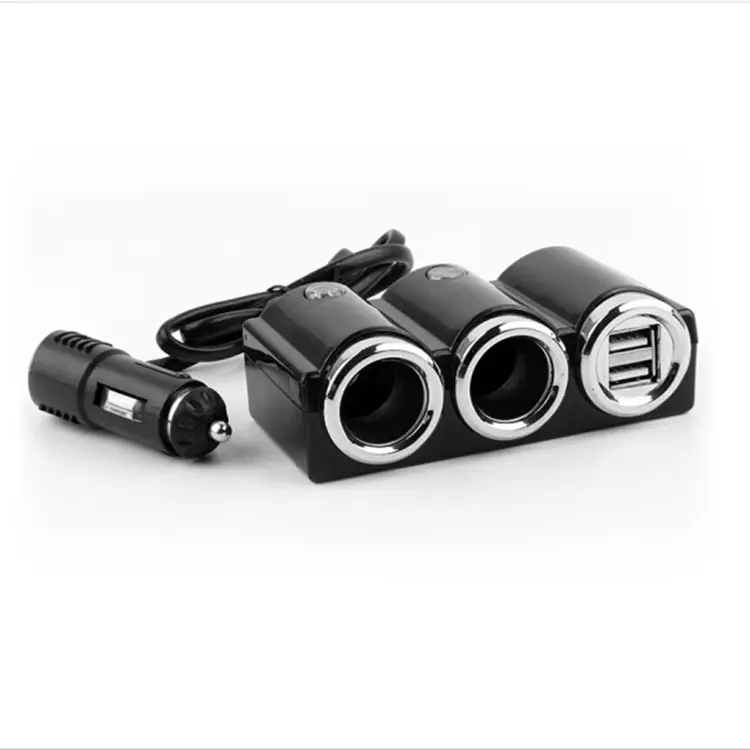 Truck Wired Mini Car Charger 2 Socket 2 USB Cigarette Lighter 12V/24V 80W Car Charger Adapter With Independent Switch