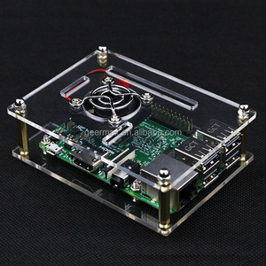 Raspberry Pi 4B 3B + 3B Cluster laminato acrilico trasparente neutro con alloggiamento della ventola - Product Image 4