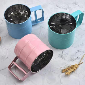 Flour Sifter for Baking Stainless Steel Double Layers Sieve with Hand Press Design 3 <strong>Size</strong> for Option