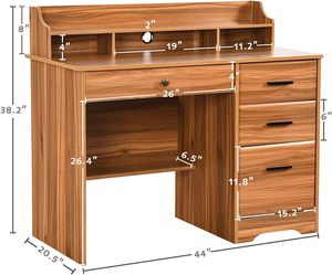 Escritorio para ordenador con cajones y aparador Escritorio para oficina en casa con cajón de archivos, mesa de estudio para lugares pequeños - Product Image 5