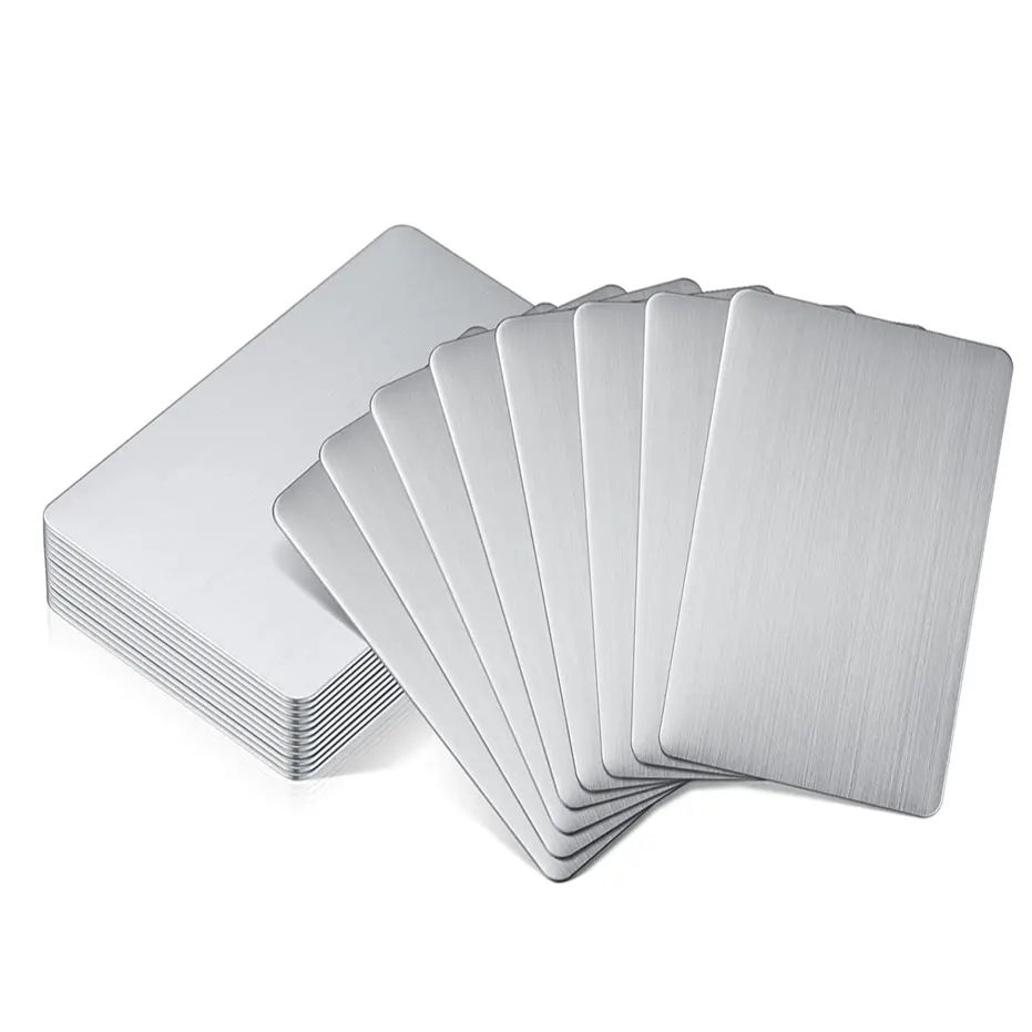 Placas De Alumínio 50 PCS Folhas De Metal para Crafting 0.21mm/0.45mm Grosso Em Branco DIY Cartões De Metal Cartões De Visita para Gravação A Laser