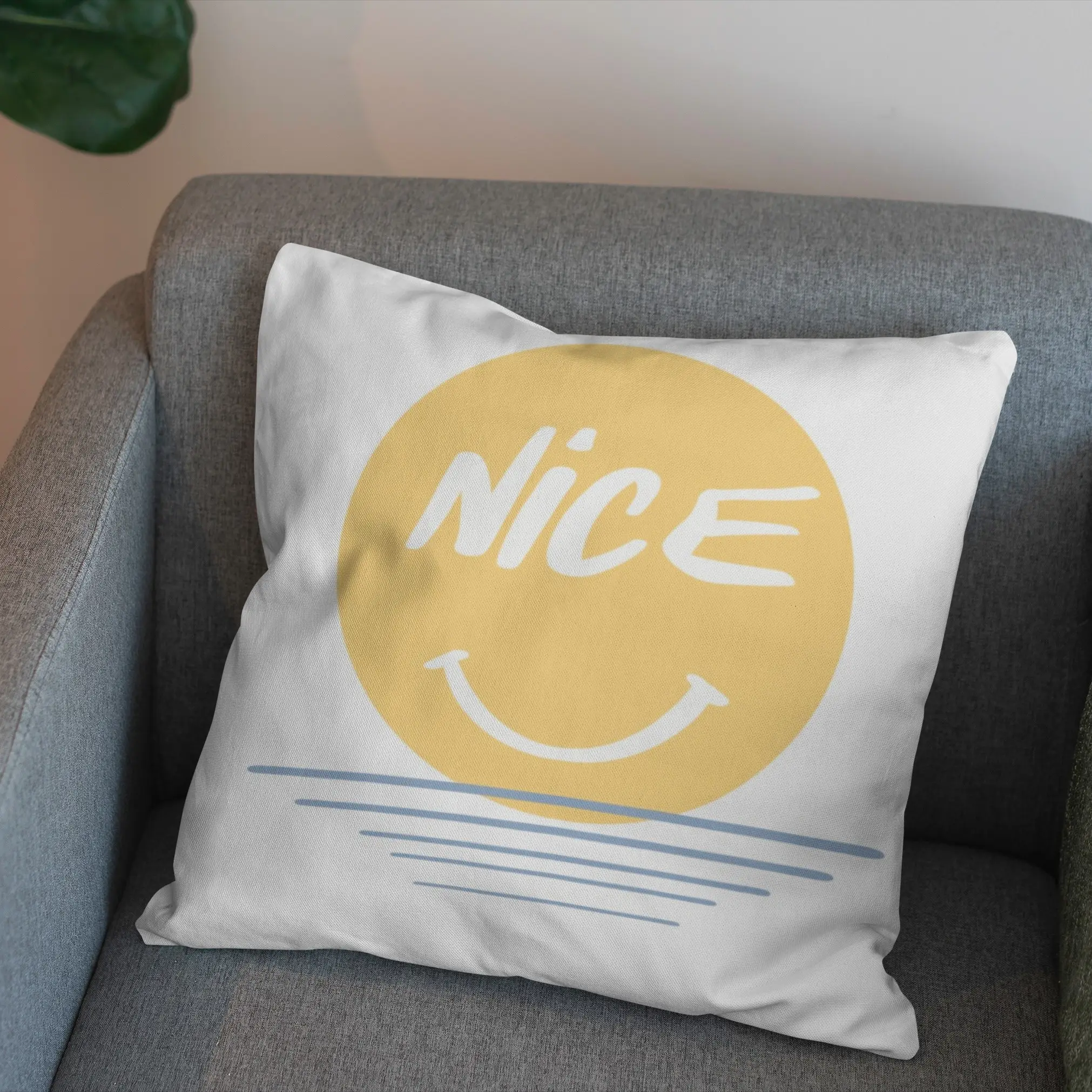 Nordic sofa pillow cover nice smiling face warm furniture printed sublimation cream style decorative outdoor cushion cover