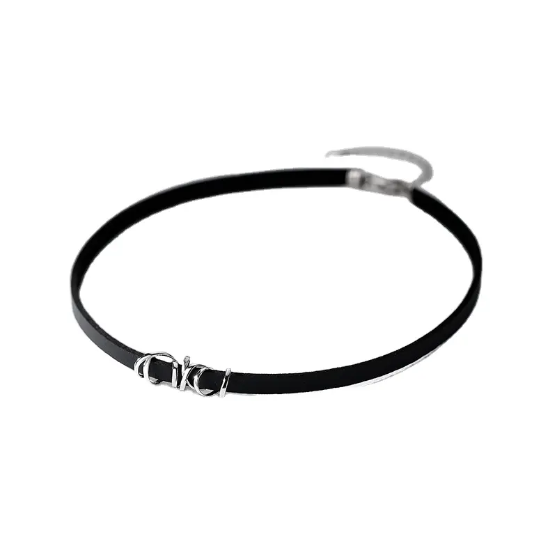 925 silver choker collarbone necklace women's neck with black leather rope collar designer necklace