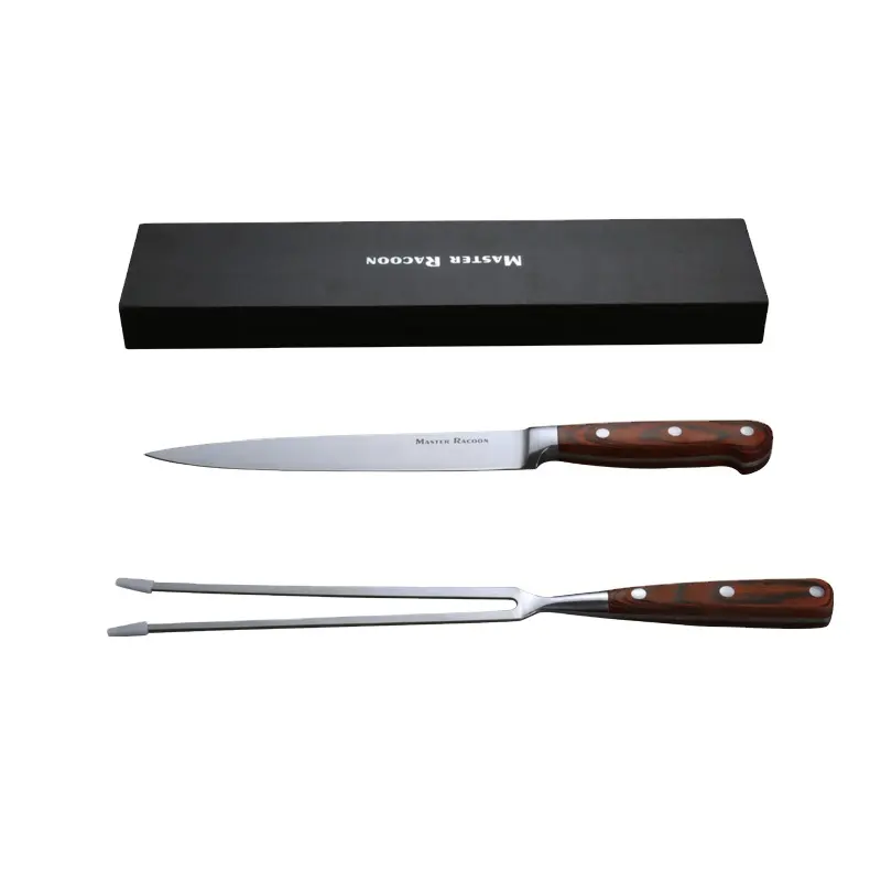 Juego de cuchillos y tenedores de acero inoxidable para cortar carne y pavo, juego de herramientas profesionales para carne y barbacoa, para uso alimenticio