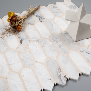 Centurymosaic đá cẩm thạch nhà bếp backsplash Gạch <span class=keywords><strong>Mosaic</strong></span> dài hình lục giác màu trắng màu be phòng tắm Gạch <span class=keywords><strong>Mosaic</strong></span> cho trang trí nội thất - Product Image 5