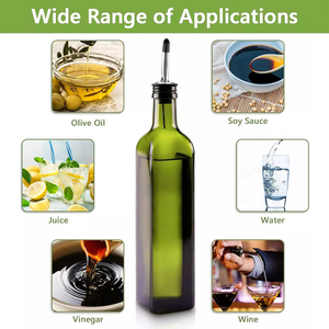 Custom 100ml 250ml 500ml 750ml <strong>1L</strong> Round Square Glass Olive Oil Container Dark Green Clear Amber Bottle with Cap Nozzle - Product Image 5