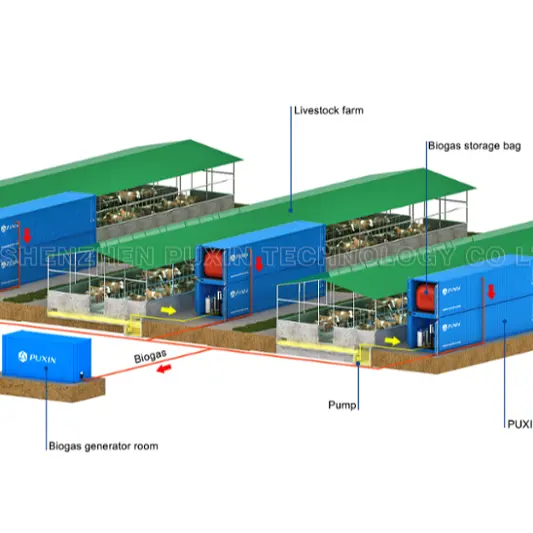 Transfer Limbah Ke Energi dan Pembangkit Listrik Biogas Digester untuk Sistem Tanaman Bio Gas Terintegrasi Kontainer 20FT