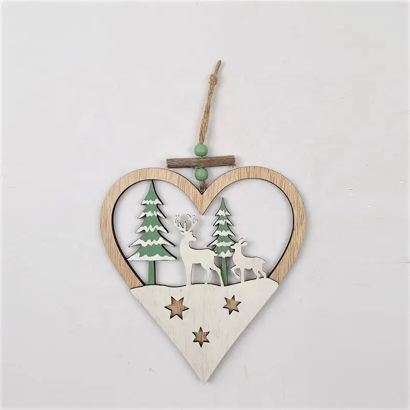 Personnalisé Bois à Décor En Gros Nouveau Vert Drôle De Noël Artisanat Décoration Ornements En Bois Artisanat Suspendu