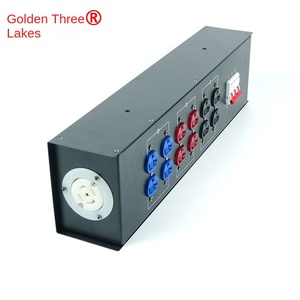 US 6-Way 15A110V Gauge Socket Power <strong>Distributor</strong> Box 32A 5-Core <strong>Input</strong> Portable Small Copper/ABS Material Distribution Box