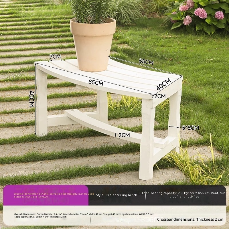 Banc d'arbre en bois finlandais amélioré, pièce unique, blanc vikny