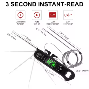 Digital Instant Read Food <strong>Thermometer</strong> <strong>with</strong> 2 Detachable Probes Calibration &amp; Alarm <strong>Function</strong> Temperature Controller Theory - Product Image 6