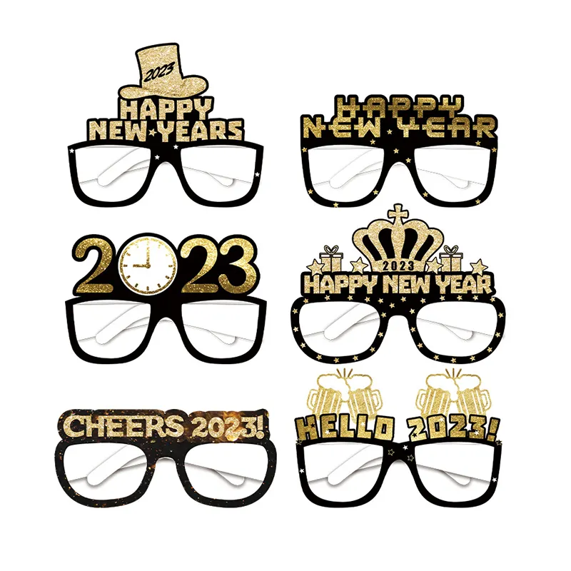 2023 Año Nuevo Gafas Papel Photo Booth Props Año Nuevo Fiesta Gafas Feliz Año Nuevo Papel 3D Gafas