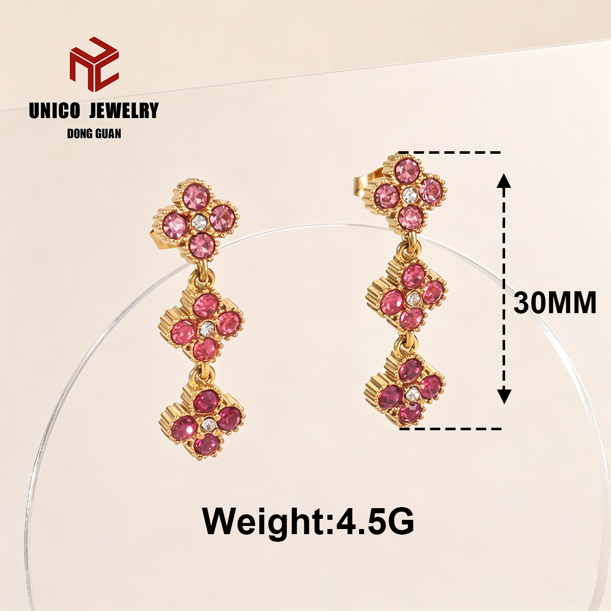 Boucles d'oreilles trèfle à quatre feuilles dorées-9