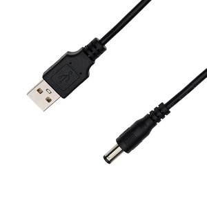 พอร์ต2.0 USB สีดำ1ม. ไปยัง5.5*2.1มม. สายเชื่อมต่อสายไฟทรงกระบอก5V DC สายข้อมูล - Product Image 1