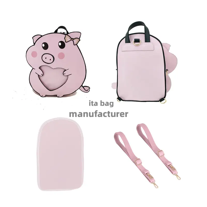 Bolso Ita con forma de cerdo encantador personalizado, bolso cruzado transparente, bolso de exhibición, bolso de hombro, bolso de Anime, mochilas itabag, fabricante de mochilas