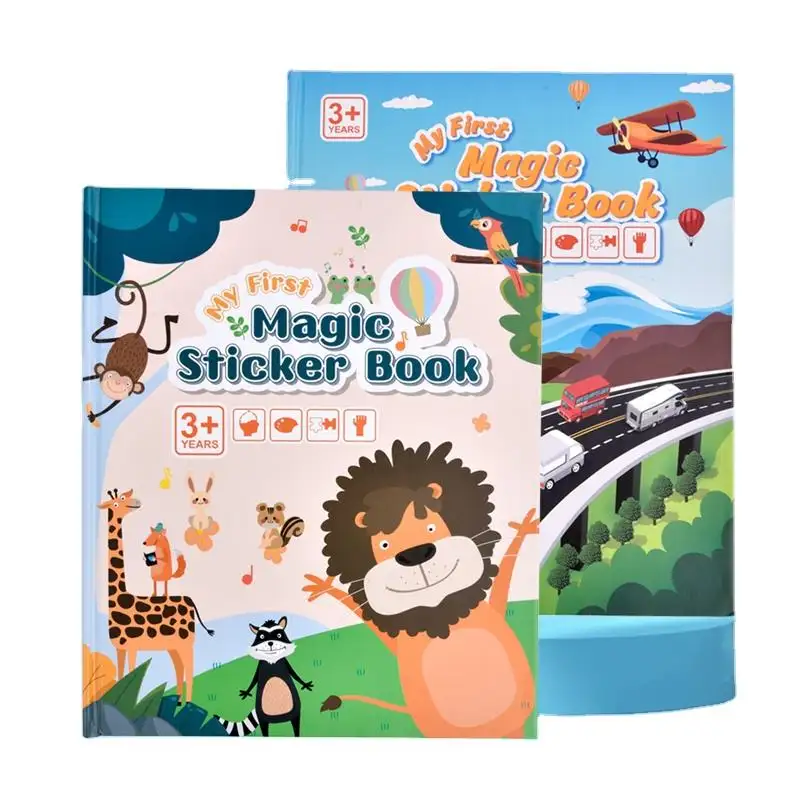 Libro mágico y silencioso de aprendizaje para niños, pegatina de actividad de tráfico con animales educativos, venta al por mayor