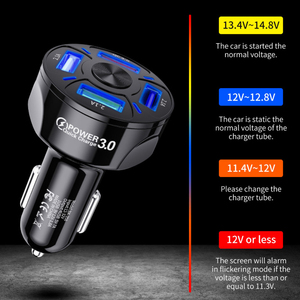 4 in1カーチャージャーアダプター4 Usbポート3.1aスマートカーチャージャーQC3.0携帯電話用高速カーチャージャー - Product Image 2