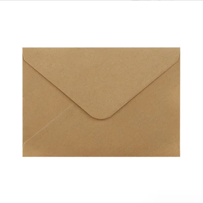 Avrupa tarzı tek renkli boş Kraft kağıt zarf davetiye kağıt ve karton baskı için sıcak damgalama logosu ile