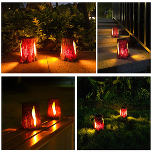 Stump On Fire Torch nhấp nháy ngọn lửa đèn lồng ngoài trời Patio Pathway vườn năng lượng mặt trời đèn - Product Image 6