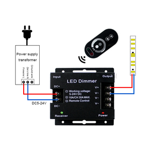 PWM DC12V 24V 18A 6 Tasten kabellose Fernbedienung einstellbare Helligkeit mit Touch-Controller einfarbiger LED-Streifen-Dimmler - Product Image 5