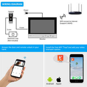 Timbre de puerta con WiFi, cámara de vídeo, intercomunicador con 4 cables, sistema de intercomunicación de teléfono para Villa, casa y apartamento, 9 pulgadas - Product Image 4