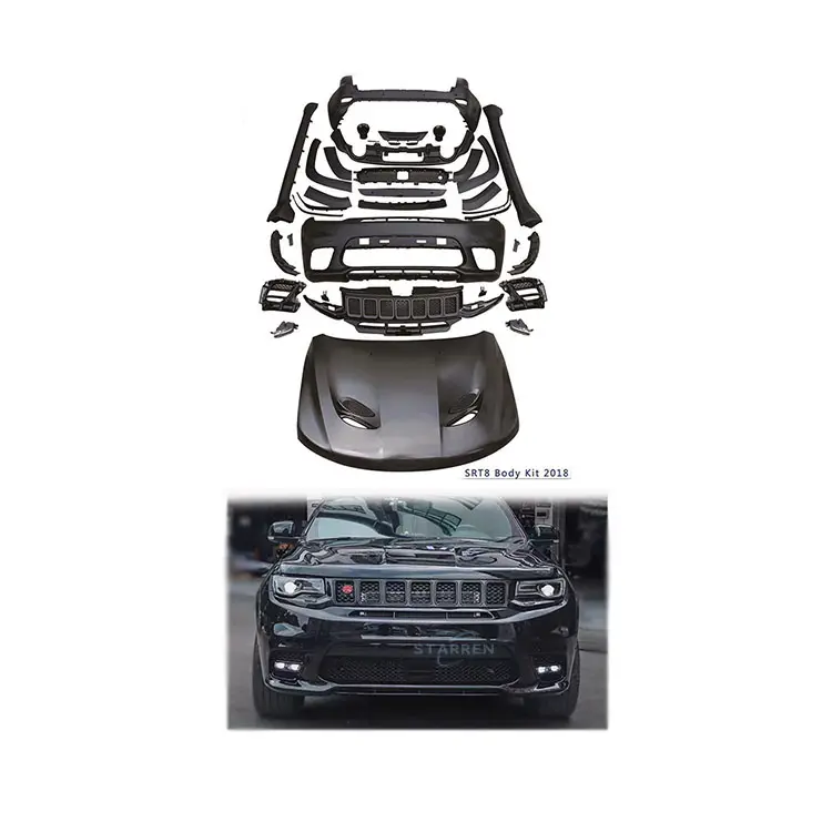 18 str8 phong cách chuyển đổi phía trước và phía sau Bumper grills bên váy mui xe chắn bùn Bộ dụng cụ cơ thể cho Jeep Grand Cherokee