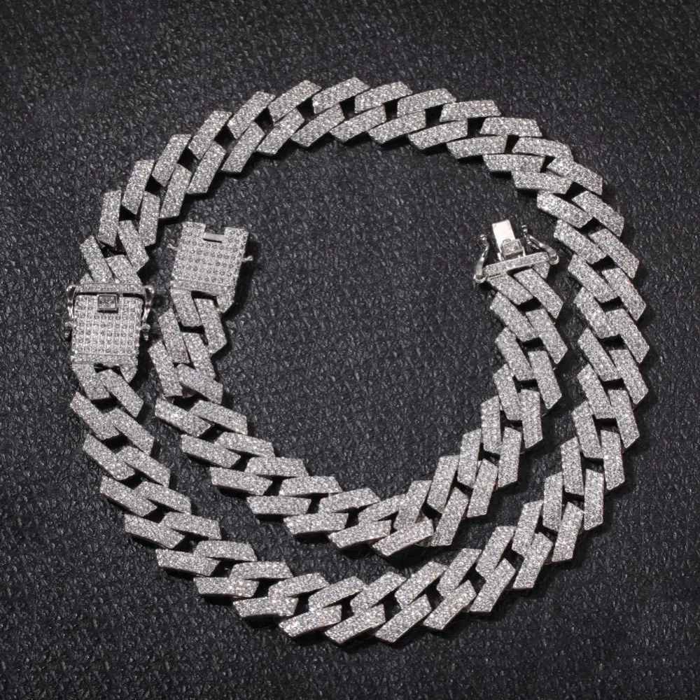 Высокое качество Cubana хип-хоп бриллиант со льдом кубинское звено цепи ожерелье ювелирные изделия 925 стерлингового серебра 925 Серебряные украшения для мужчин