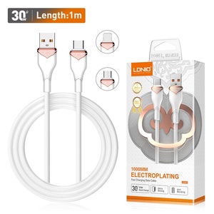 Ldnio LS821/LS822 30W TPE USB สายเคเบิลข้อมูลโทรศัพท์มือถือ Micro Type C ปลั๊กชาร์จเร็ว1M/2M - Product Image 1