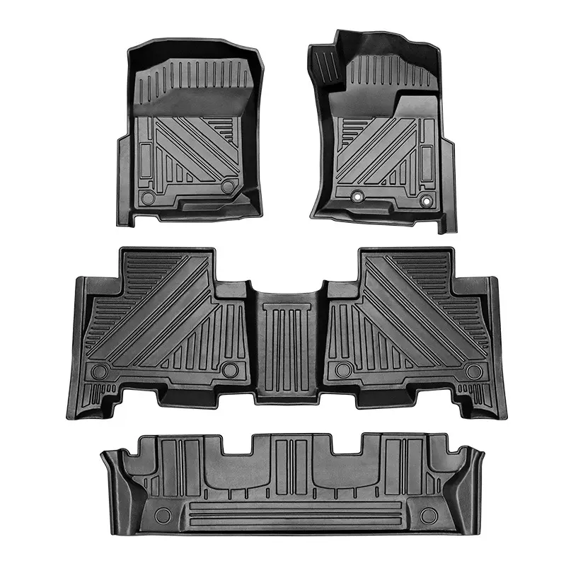 Ensemble de tapis de sol tout temps sur mesure TPE Tapis de sol de voiture Cargo Liner Tapis de coffre arrière pour Toyota Prado 2010-2022