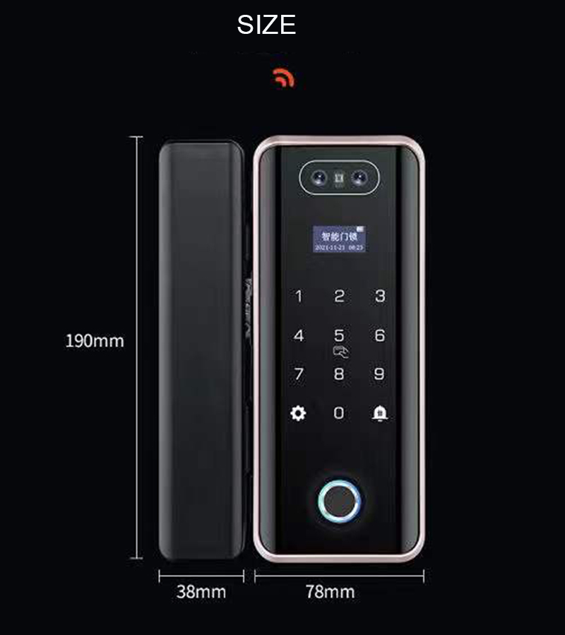 Competitive Price G5S 3D Face Recognition Glass Door Lock Biometric Passcode Fingerprint Smart Glass Door Lock
