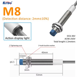 KJT M8 NO rasante NPN PNP NO NC/2/4/5/6mm 24V DC 12V 36V NC, Sensor inductivo de proximidad con CE - Product Image 6