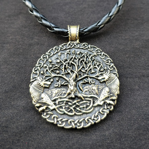 Two Wolves Signed Commissioned <strong>Celtic</strong> Pendant Two Wolf Tree and World Tree Jewelry Viking Jewelry for Men's - Product Image 3