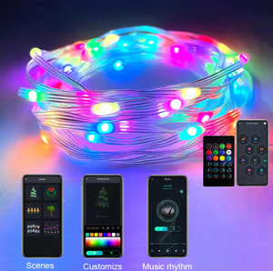 多色RGB銅LEDストリングライトスマートアプリコントロールIP67定格屋外クリスマスツリー装飾照明 - Product Image 3