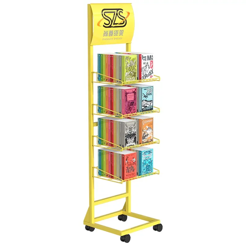 Metal Flooring Chocolate Bar Comic Book Stands Candy Shop Shelves Interior Design Display Rack With Four Basket