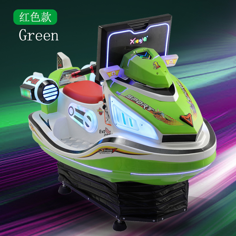 White + green motorboat