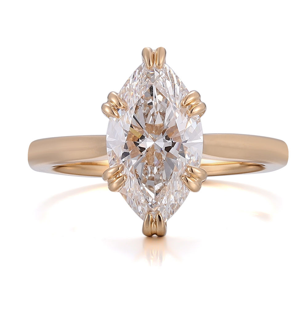 Anillo de oro macizo de 10 quilates con diamante de laboratorio