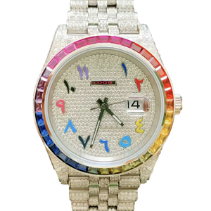 Đồng hồ nam Blingbling CZ Bustdown thương hiệu cao cấp 41mm với bộ máy tự động, toàn bộ mặt được đính đá, đồng hồ cơ khí đeo tay dành cho nam - Product Image 2